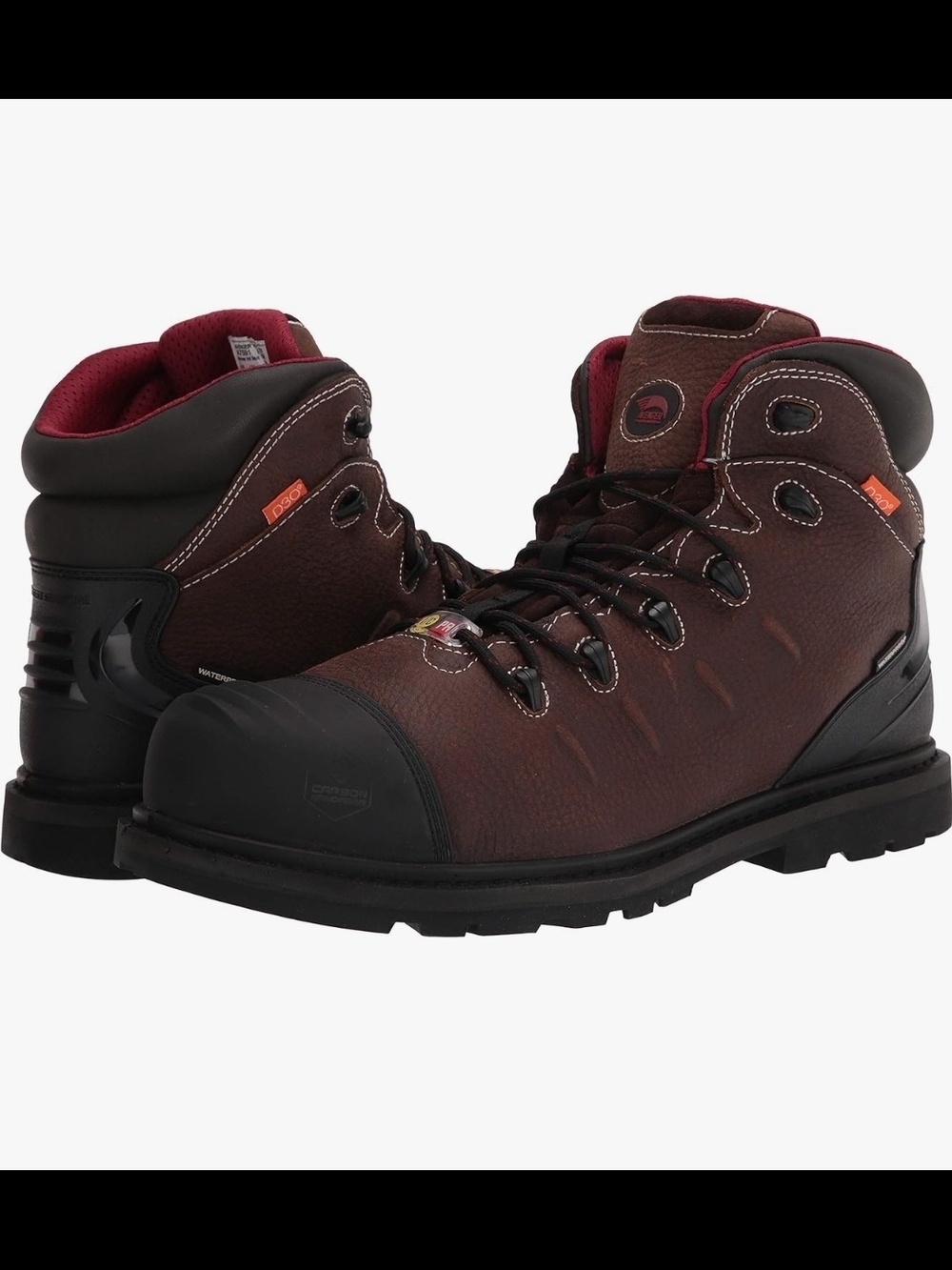 Timberland PRO Men’s Dark Brown Work Boots with Red Accent